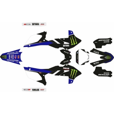 Autocolantes para mota com logótipos MONSTER, YAMALUBE, DUNLOP e números 361, 302, 350