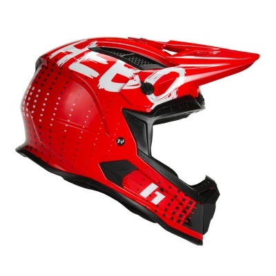 Capacete integral vermelho e preto para motocross com visor