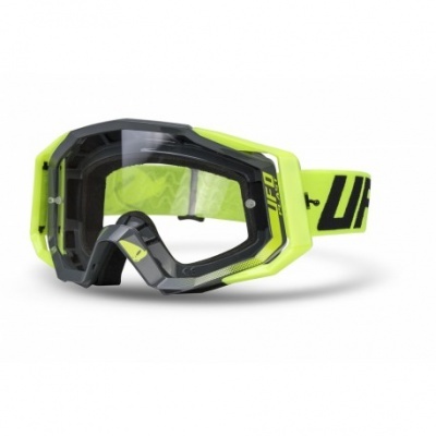 Óculos de proteção amarelos e pretos com lente transparente