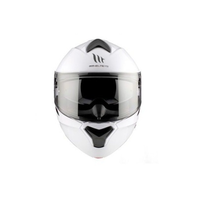Capacete de moto integral branco com viseira transparente