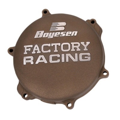 Capa de motor castanha com texto branco Boyesen Factory Racing