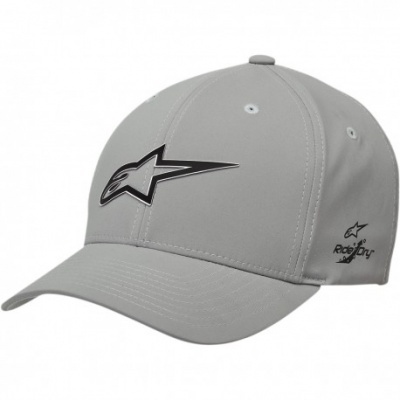 Boné cinza claro com logo Alpinestars em relevo