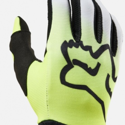 Luva desportiva amarela fluorescente com detalhes pretos e brancos