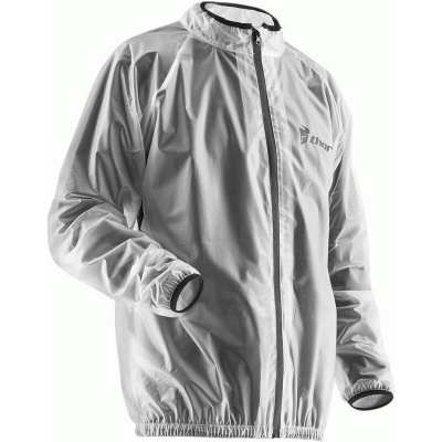 Corta-vento branco com fecho preto e logótipo VIKING