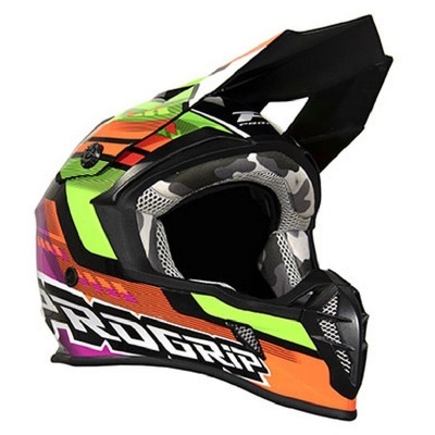 Capacete de motocross PROGRIP colorido com interior acolchoado cinzento