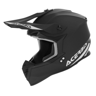 Capacete de motocross preto fosco com marca branca Acerbis