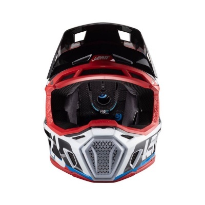 Capacete motocross Leatt preto, vermelho, branco e azul