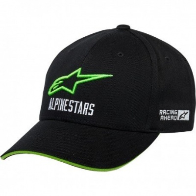 Boné preto ALPINESTARS com logo verde e texto branco