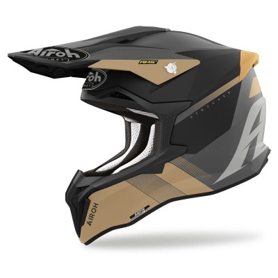 capacete integral motocross Airoh preto dourado cinza