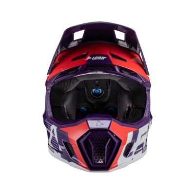Capacete integral motocross Leatt roxo vermelho e branco