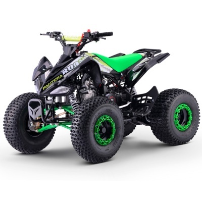Quad preto e verde com pneus grandes e texto ROAM e PANTERA