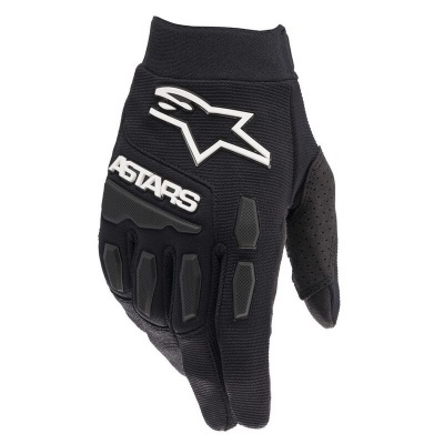 Luva preta de motociclismo com logótipos brancos Alpinestars