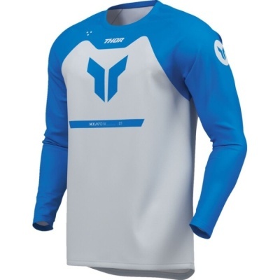 Camisola desportiva azul e cinza com logo THOR