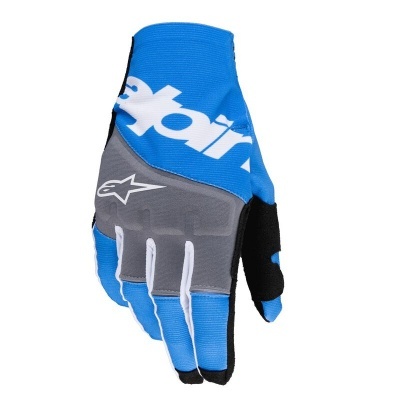 Luva desportiva Alpinestars azul, cinzenta e preta para mão direita