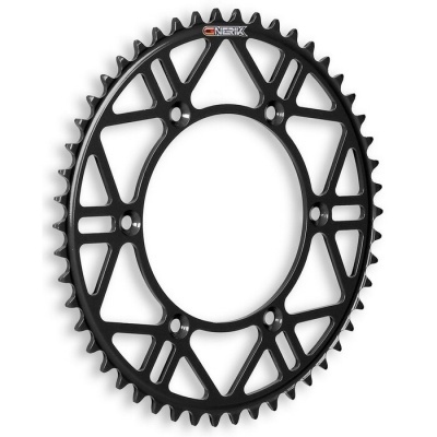 Roda dentada preta para bicicleta com design geométrico e logo CNERIK