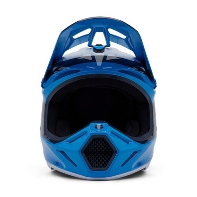 Capacete de motocross azul com viseira e interior preto