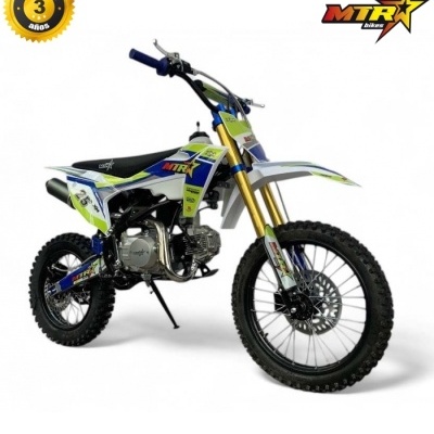 Moto de motocross MTR bikes com suspensão dourada e detalhes coloridos