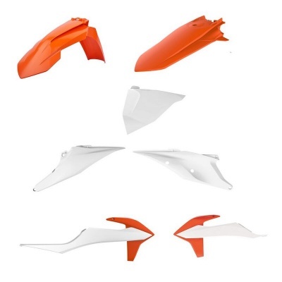 Peças plásticas para motocicleta em laranja e branco