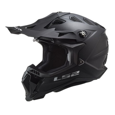 capacete motocross preto fosco LS2 com viseira ajustável e ventilação