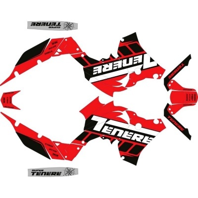 Autocolantes vermelhos, pretos e brancos para mota com texto TENERE