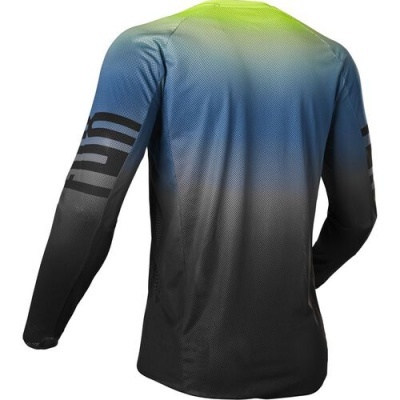 Camisola de manga comprida degradê verde, azul e preto com textura de malha