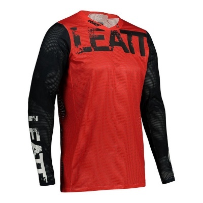 Camisola desportiva vermelha e preta com 'LEATT' estampado