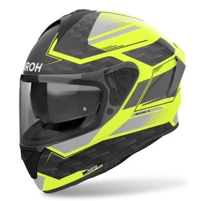 capacete integral preto cinza amarelo fluorescente com visor transparente
