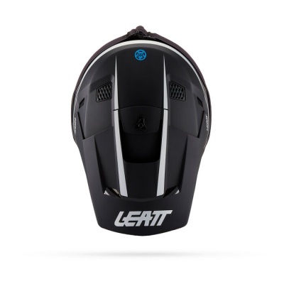 Capacete preto de motocross LEATT visto de frente