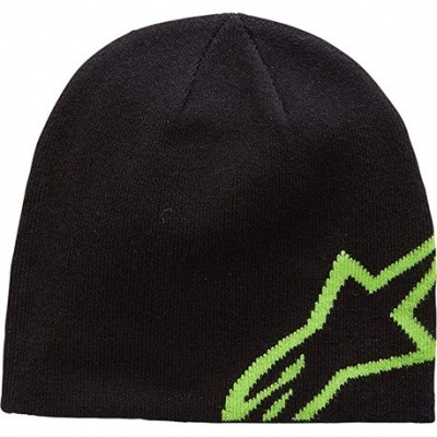 Gorro preto com logótipo verde fluorescente