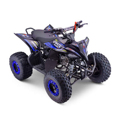 Quadriciclo ATV preto e azul com texto VIPER TDX VR125