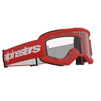 Óculos de proteção vermelhos Alpinestars com lente transparente e correia ajustável