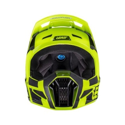 Capacete de motocross amarelo fluorescente com detalhes pretos LEATT