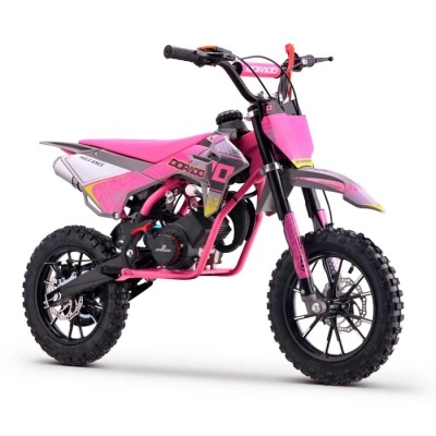 Motocross infantil rosa com rodas pretas e texto DORADO MD3 49CC