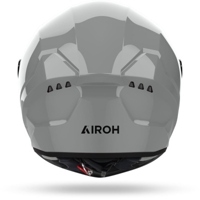 Capacete de motociclista cinza com logótipo AIROH
