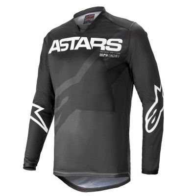 Camisola preta motocross manga comprida com texto ASTARS branco