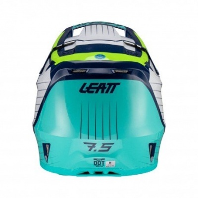 Capacete off-road Leatt 7.5 verde água com azul escuro e detalhes amarelos