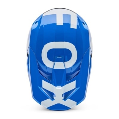 Capacete azul com letras brancas FOX