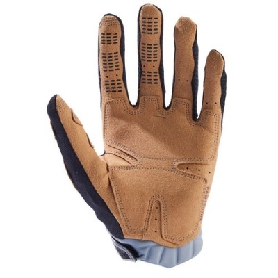 Luva castanho claro com detalhes pretos e reforço antiderrapante.