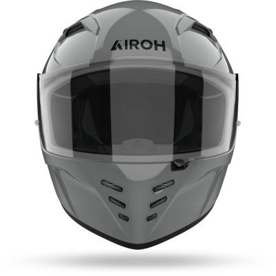 Capacete integral cinza fosco da marca AIROH com viseira transparente