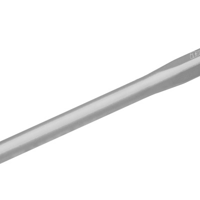 Suporte lateral para bicicleta em metal prateado com ponta preta