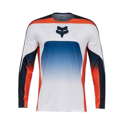 Camisola desportiva de manga comprida Fox branco azul e vermelho