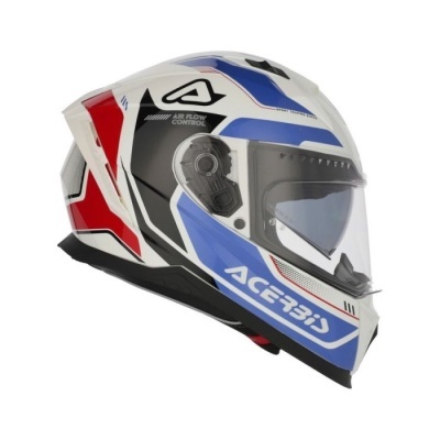 Capacete integral colorido com visor transparente e marca ACERBIS