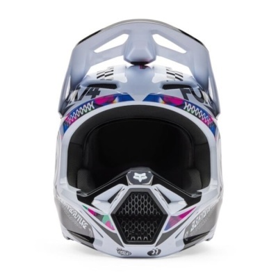 Capacete integral com design geométrico e logótipo Fox