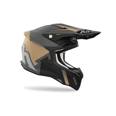 Capacete integral motocross Airoh preto e dourado