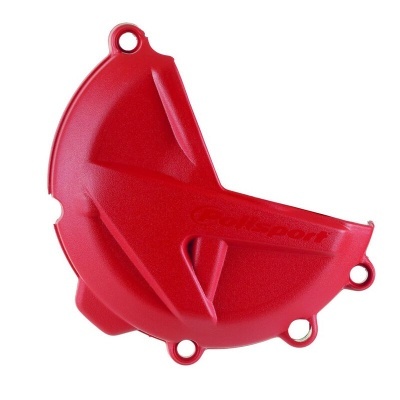 Proteção de motor vermelha para mota com texto Polisport