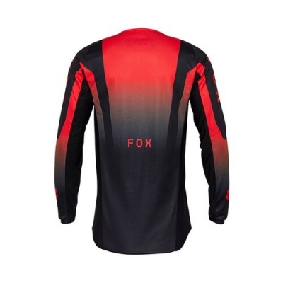 Camisola desportiva de manga comprida vermelha e preta com texto FOX
