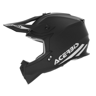 capacete integral preto fosco com texto ACERBIS branco