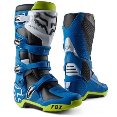Botas motocross azul com detalhes verde e branco da FOX