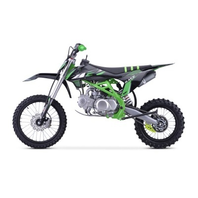 Motocross preta e verde com pneus para todo o terreno