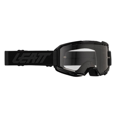 Óculos de proteção pretos com lente transparente e faixa elástica LEATT